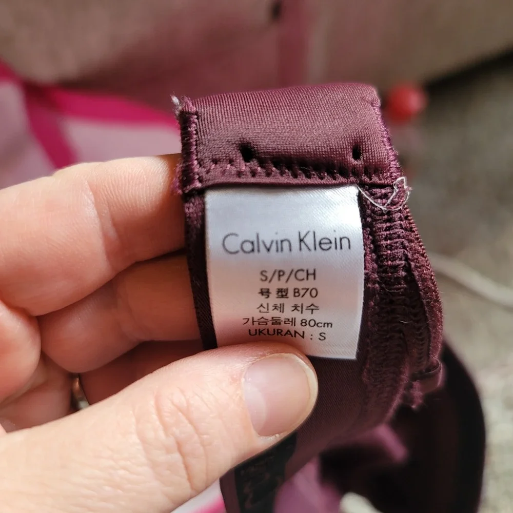 Calvin Klein & VS PINK Bralette Bundle Burgundy Plum Magenta Gold Glitter Small